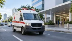 Ambulância usada em atendimento de emergência
